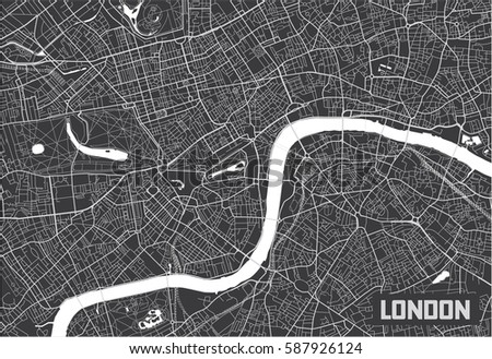 Minimalistic London city map poster design. Royalty-Free Stock Photo #587926124