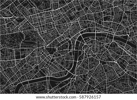 Black and white vector city map of London with well organized separated layers. Royalty-Free Stock Photo #587926157