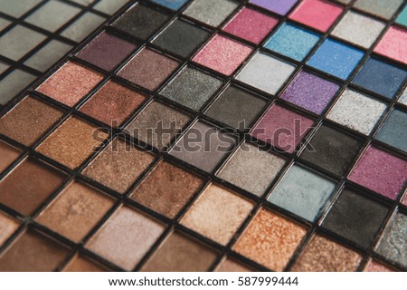 colorful multicolored eyeshadow palette. macro photo