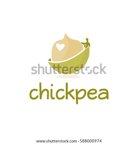 Abstract template logo design with chickpea. Vector illustration