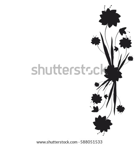 beautiful black flowers, isolated on a white