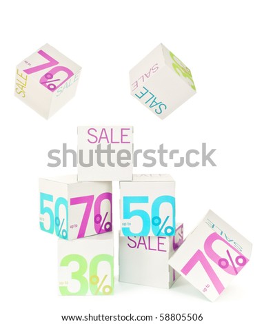 Sale sign on the cube