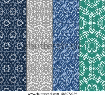 set of modern floral pattern of geometric ornament. Seamless vector illustration. for interior design, printing, wallpaper, decor, fabric, invitation.
