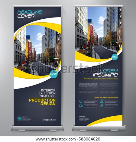 Business Roll Up. Standee Design. Banner Template. Presentation and Brochure Flyer. Vector illustration Royalty-Free Stock Photo #588084020