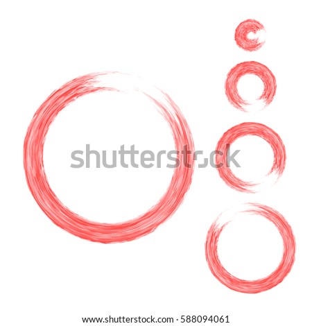 Grunge color circle with brush. Set of orange round brushes. Collection of vector graphics elements for your design