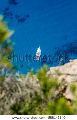  Navagio beach from above, with a boat