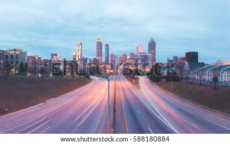 Panorama of modern city skyline, Atlanta, Georgia, USA