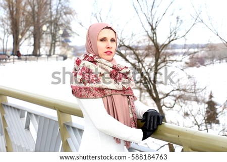 woman in hijab in winter