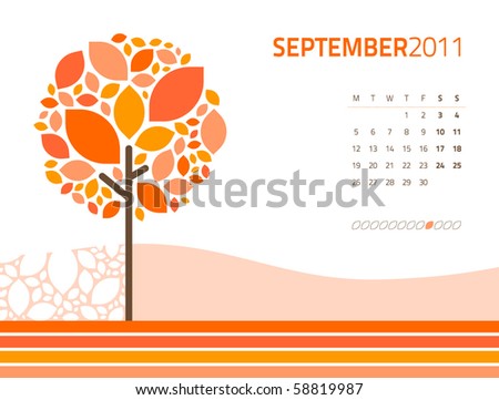 vector seasonal tree calendar september