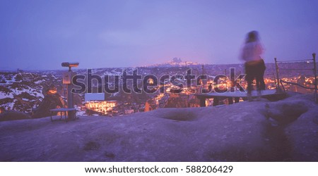 viewpoint in Goreme, Turkey. At night.