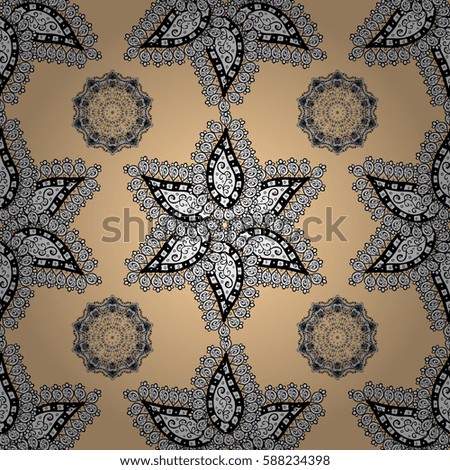 Damask for design. Vector on beige background with white elements.
