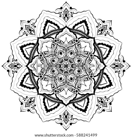 Mandala. Round Ornament Pattern. Geometric circle element made in vector. Spiritual and ritual symbol of Islam, Arabic, Indian religions.  Oriental motifs.   
