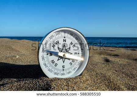 Photo Picture of  a Compass on the Sand Beach