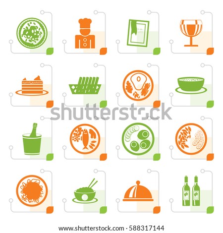 Stylized Restaurant, food and drink icons - vector icon set