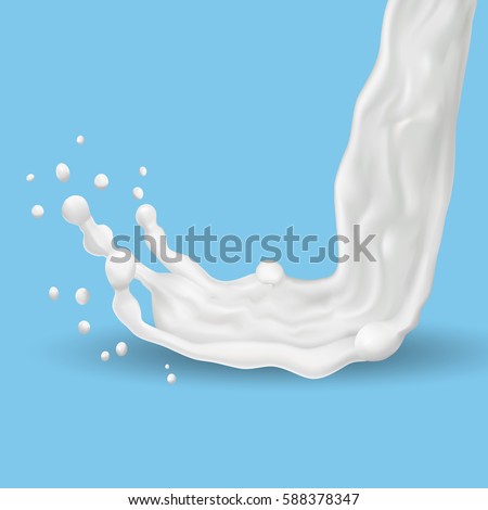 Abstract milk splashes isolated on blue background. vector illustration