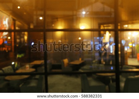 Abstract blur of restaurant with blurred light bokeh background