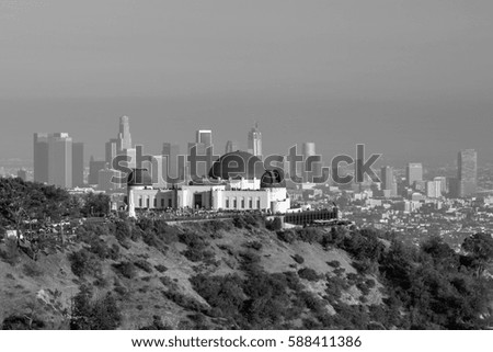 Griffith Observatory and downtown Los Angeles in CA,USA