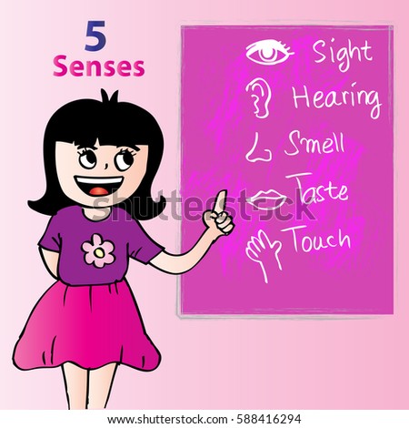  Girl with five senses icon.
