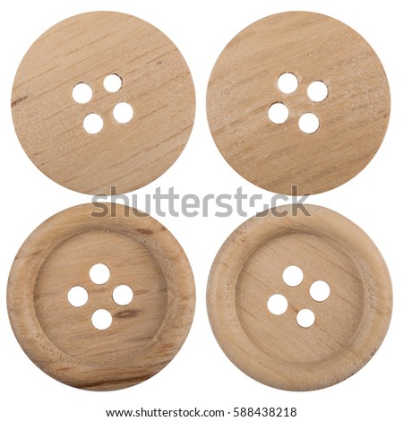 Wooden buttons isolated on white background