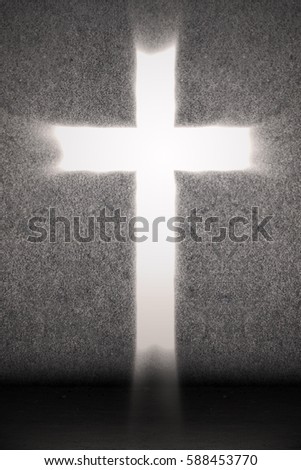 Bright Cross on grey background