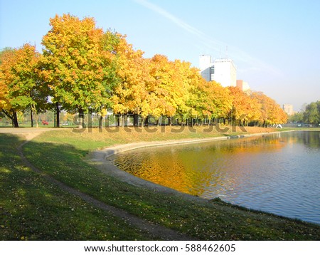 autumn in city park at october