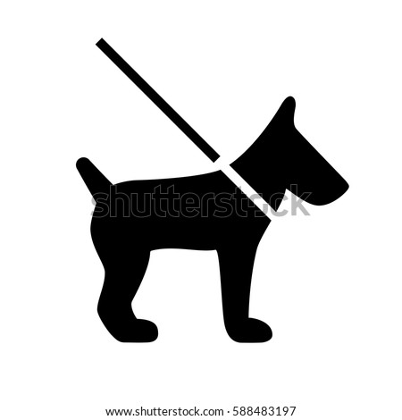Dog on leash lead vector eps icon on white background