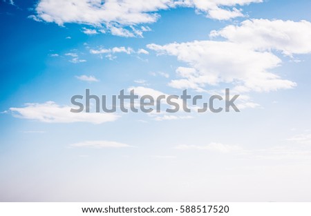 Fantastic view of the azure sky on a sunny day with fluffy clouds. Picturesque and gorgeous scene. Ecology landscape - climate change in the environment. Artistic picture. Beauty world.