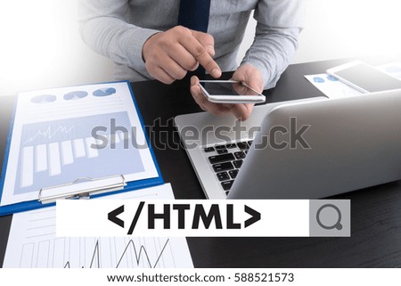 Learn HTML, web development and web design,  Trendy long shadow flat design and HTML word on screen Computer Coding Code Php Programming Coding Cyberspace