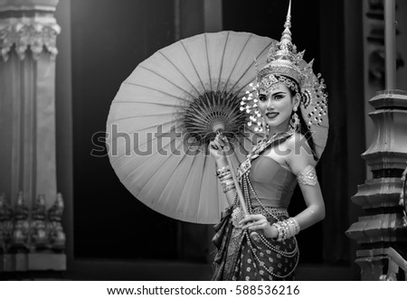 Thai costume beautiful women style in thailand
