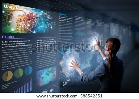 electronic newspaper concept, curation media, curation content, Graphical User Interface, abstract image visual Royalty-Free Stock Photo #588542351