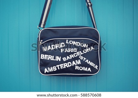 Capital Cities on Blue Bag,Travel concept.