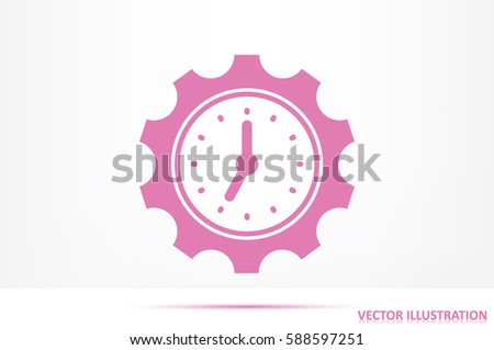 Gear clock time concept design icon vector illustration eps10. Isolated badge  flat design for website or app - stock graphics