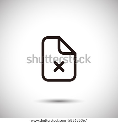 Rejected document icon. Cross on paper vector