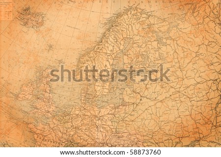 Old map of Europe,1895. Royalty-Free Stock Photo #58873760