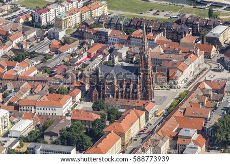 Osijek cathedral from the air