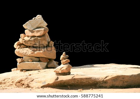 Object: Stacked Rock in National Park of Utah, Die-cut on Black Background.