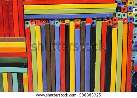 Colorful ceramic brick stick to the wall