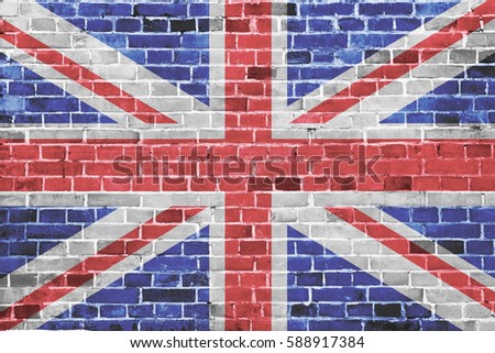 uk flag painted on the brickwall