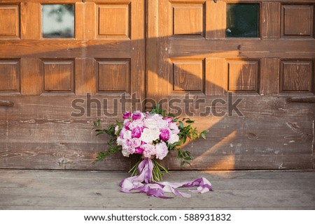 beautiful bouquet near old door