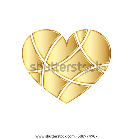 Golden heart icon. Vector illustration. Golden heart symbol on white background.