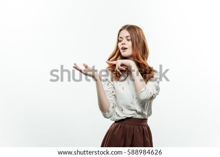 portrait of a beautiful girl on a white background..