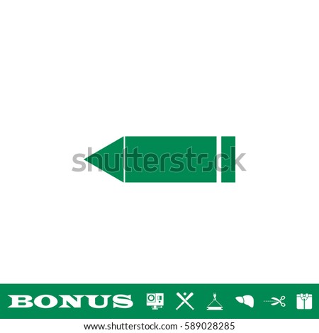 Pencil icon flat. Green pictogram on white background. Vector illustration symbol and bonus button