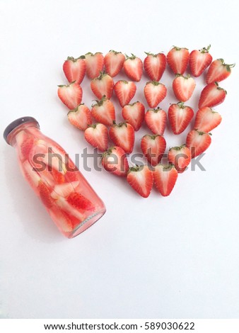 strawberry drink and strawberry made to heart-shaped