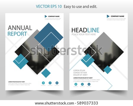 Blue black square Vector Brochure annual report Leaflet Flyer template design, book cover layout design, abstract business presentation template, a4 size design Royalty-Free Stock Photo #589037333