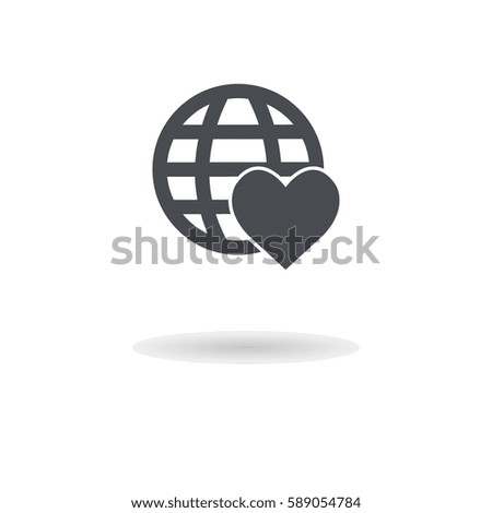Heart globe  icon illustration isolated vector sign symbol