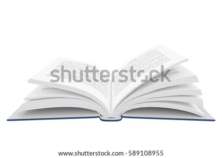 3D rendering of an open book isolated on white background