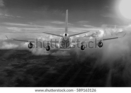 Flight sunshine through clouds background flight through clouds

