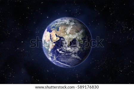 Planet Earth. Eastern hemisphere. This image elements furnished by NASA. Royalty-Free Stock Photo #589176830