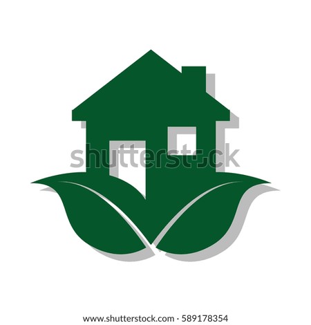 color pictogram with ecological house