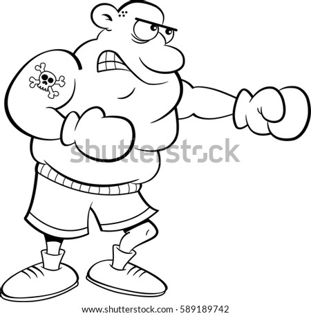 Black and white illustration of a boxer punching.